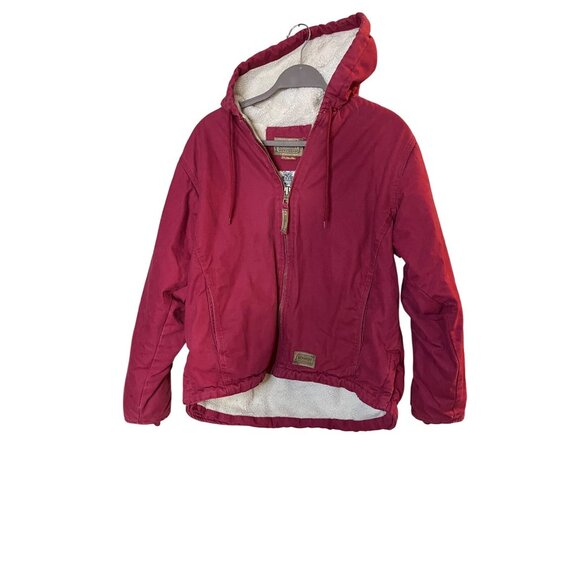 C.E. Schmidt women’s pink Hooded Work Jacket L Sherpa Lined Cotton canvas coat - Picture 1 of 16